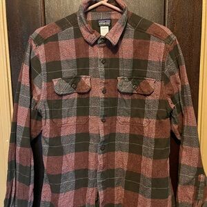 Patagonia Men's Checkered Shirt Jacket - Burgundy and Charcoal